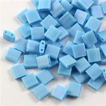 Miyuki Tila Beads 5x5x1,9mm Opaque Turquoise Blue AB Matted [30szt]
