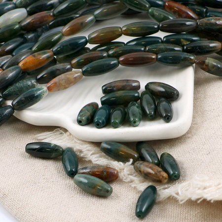 Agat indyjski oliwka gładka 16x6mm