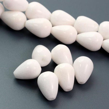 Jadeit kropla biała 14x10mm