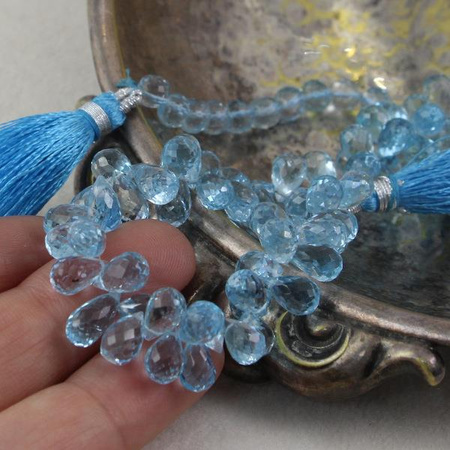 Topaz błękitny kropla fasetowana 9,5x5mm