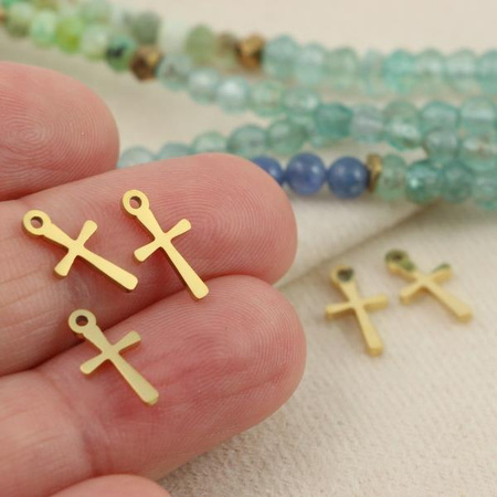 Zawieszka krzyżyk stal szlachetna pozłacana PVD 13x6mm