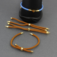 Zapięcie regulowane / przesuwane sznurkowe brązowe do bransoletki 11cm ZŁ