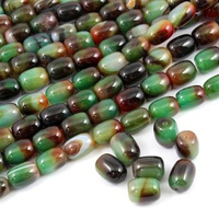 Agat zielono-czerwony beczka gładka 14x11mm