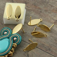 Sztyfty - bigle do kolczyków stal szlachetna pozłacana owale [para]