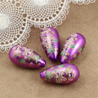 Kropla z żywicy fioletowa w kwiaty 22x12mm