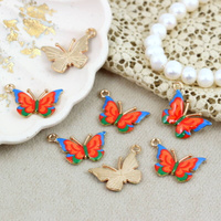 Zawieszka złota emaliowana kolorowy motyl 20x13mm