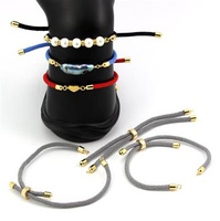 Zapięcie regulowane / przesuwane sznurkowe szare do bransoletki 11cm ZŁ