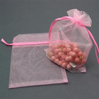 Woreczek z organzy cukierkowy róż HQ 16x12cm