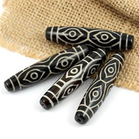 Agat tybetański etno długa oliwka 58x13mm