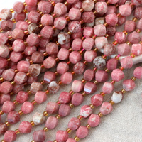 Rodonit kula twist fasetowana 8mm [sznur 37cm]