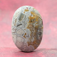 Zawieszka agat koronkowy owal 46x32mm