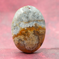 Zawieszka agat koronkowy owal 48x35mm