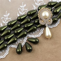 Preciosa Nacre Pear Dark Green 15x8mm [2szt]