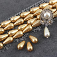 Preciosa Nacre Pear Gold 15x8mm [2szt]