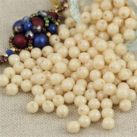 Round Beads Opaque Beige Ceramic Look 4mm [50szt]