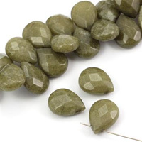 Jadeit łezka fasetowana oliwkowa 16x12mm