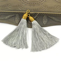 Chwost wiskozowy w czapeczce szary 80x10mm