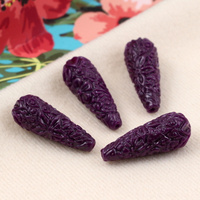 Rzeźbiona kropla fioletowa 28x11mm