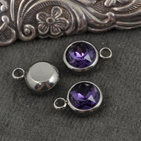 Stal szlachetna zawieszka w oprawie SR amethyst 10mm