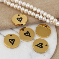 Zawieszka moneta z sercem stal szlachetna pozłacana 14mm