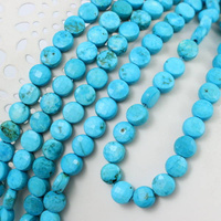 Howlit turkusowy moneta fasetowana 6mm