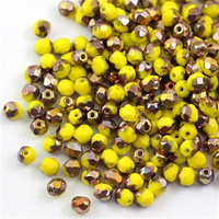 Fire Polish 4mm Yellow 1/2 Coated Copper [20szt]