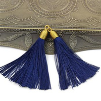 Chwost wiskozowy w czapeczce granatowy 80x10mm