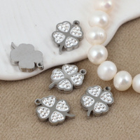 Zawieszka koniczyna z cyrkoniami stal szlachetna 15x11mm