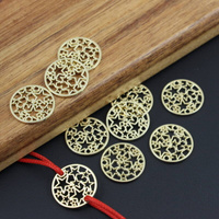 Łącznik ażurowa moneta z gwiazdami złota 21mm