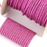 Sznurek sutasz POLSKI 3mm melanż brudny róż + met.róż [1metr]