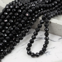 Turmalin czarny kula fasetowana 5mm [sznur 39cm]