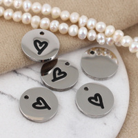 Zawieszka moneta z sercem stal szlachetna 14mm