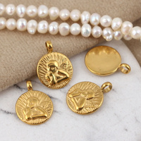 Zawieszka moneta z aniołkiem stal szlachetna pozłacana 12mm