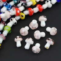 Koralik szklany różowy grzybek muchomor 16x10mm