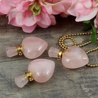 Kwarc różowy serce zawieszka perfumetka z odkręcanym korkiem 36x22mm