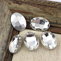 Kaboszon szklany owal fasetowany crystal 25x18mm [IIgat]