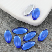 Kaboszon szklany Sapphire - Silver Foiled wrzeciono 15x7mm
