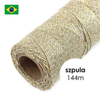 Sznurek do makramy brazylijski woskowany Metallic Gold/Silver 1mm [szpula 144m]
