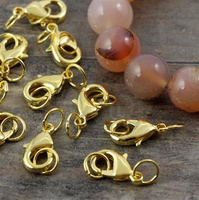 Zapięcie karabińczyk z ogniwami złoty 15mm