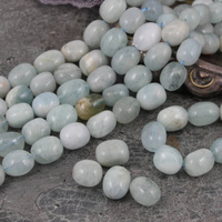 Akwamaryn beczka oliwka gładka 15x12mm