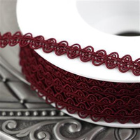 Wstążka ozdobna koronkowa bordowa 8x1mm Pega [1 metr]