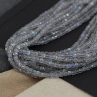 Labradoryt kostka fasetowana 3mm [sznur 39cm]