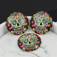 Kaboszon szklany z grafiką moneta czaszka 25mm