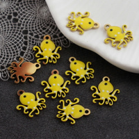 Zawieszka emaliowana stal szlachetna pozłacana ośmiornica żółta 13x12mm