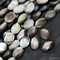 Masa perłowa szara owal fasetowany 18x13mm