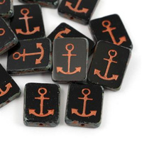 Anchor Beads Jet Travertin Copper 15x12mm