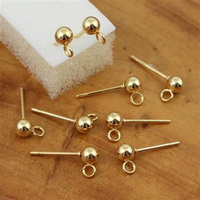 Bigle sztyfty złote z kulką stal szlachetna 4mm o.boczne [para]