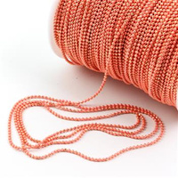 Łańcuszek metalowy kulkowy 1,5mm różowy łososiowy [1 metr]