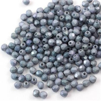 Fire Polish 3mm Chalk White Baby Blue Luster [40szt]