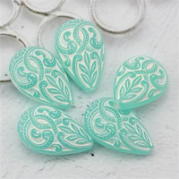 Vintage beads łezka White Aqua 27x18mm